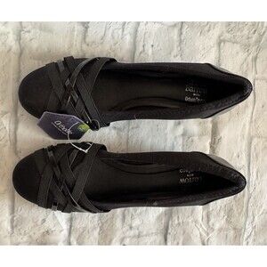 Barrow & Croft Black Wedge Flats Ortholite Comfort Shoes Womens 10 NEW